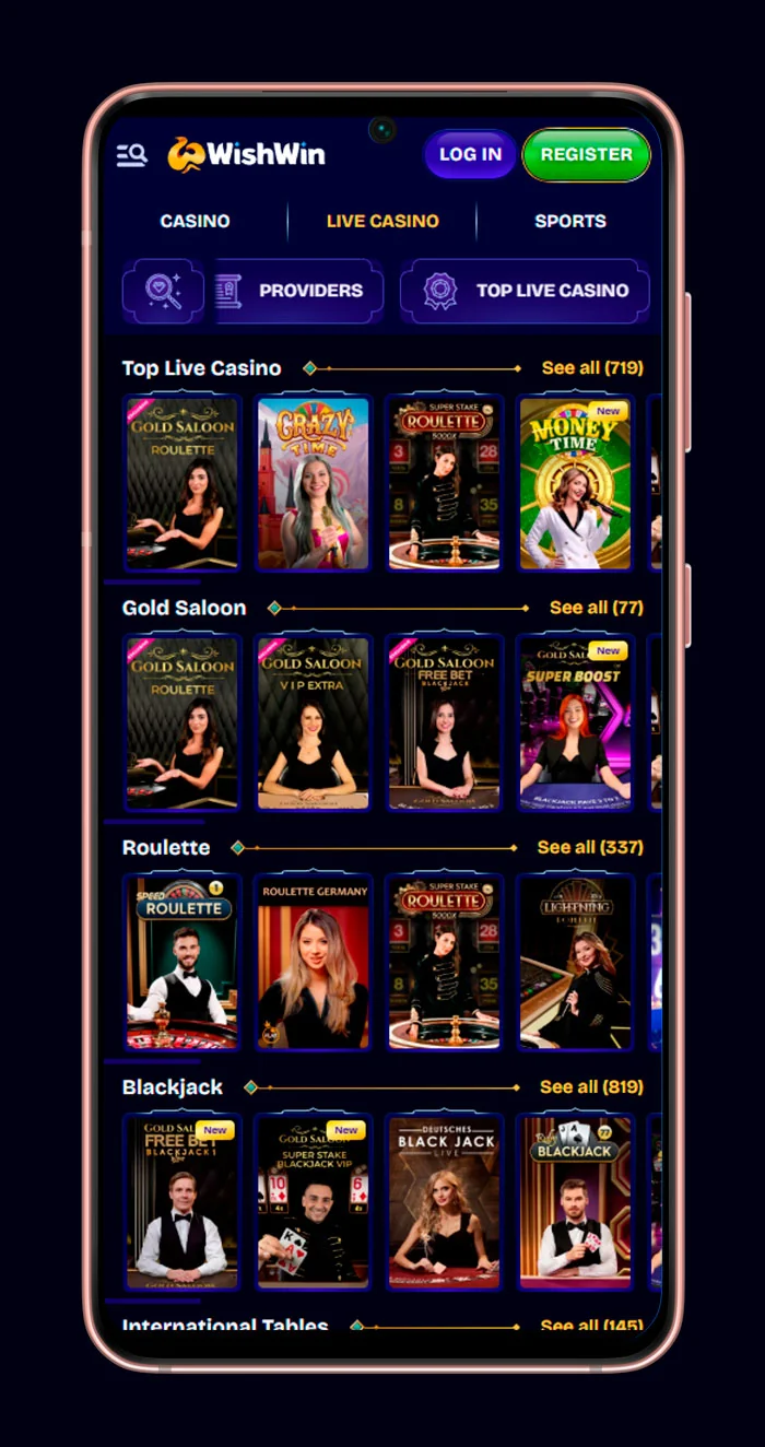 wishwin casino live games